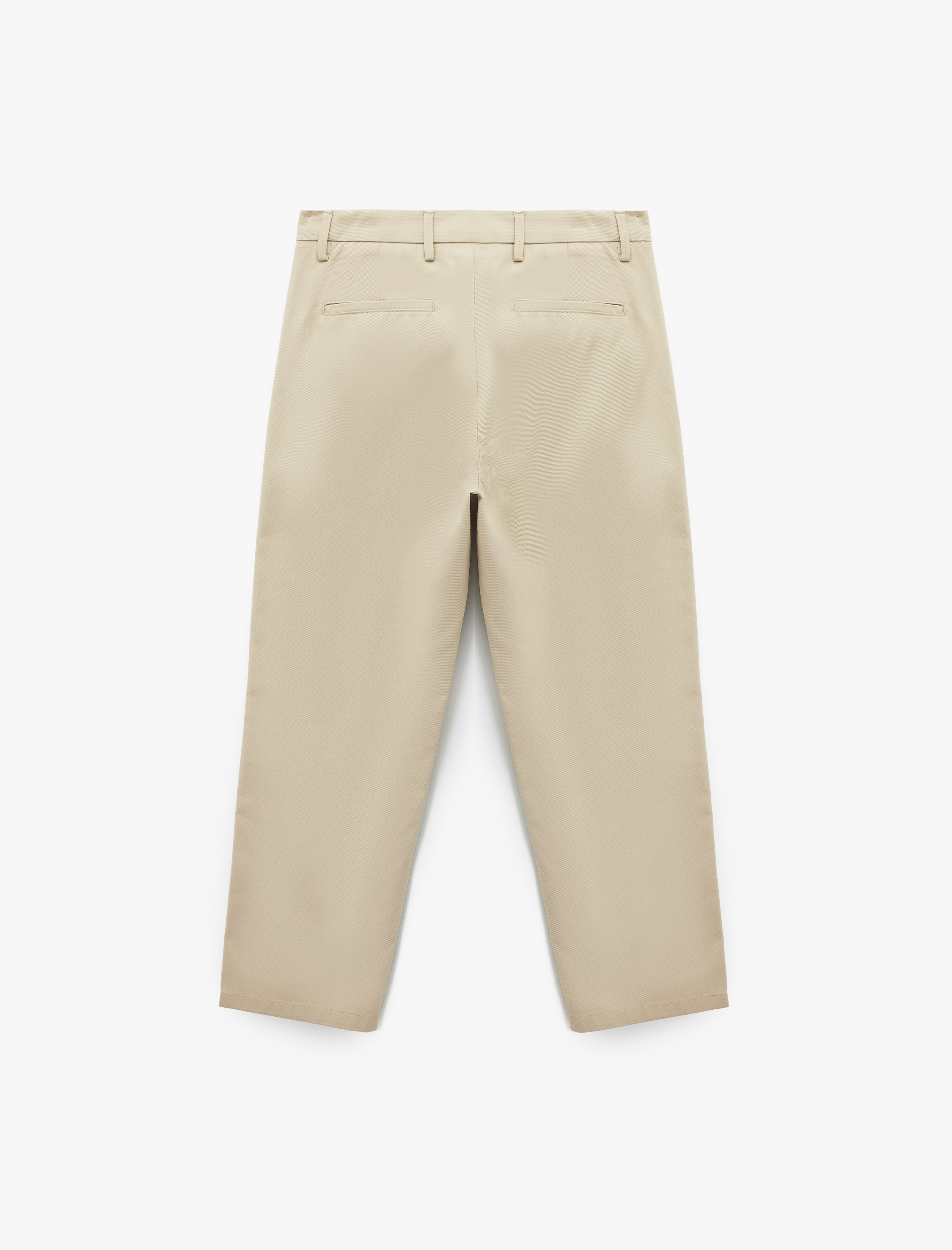   Rahat Kalıp Cepli Pamuklu Yüksek Bel Gabardin Pantolon