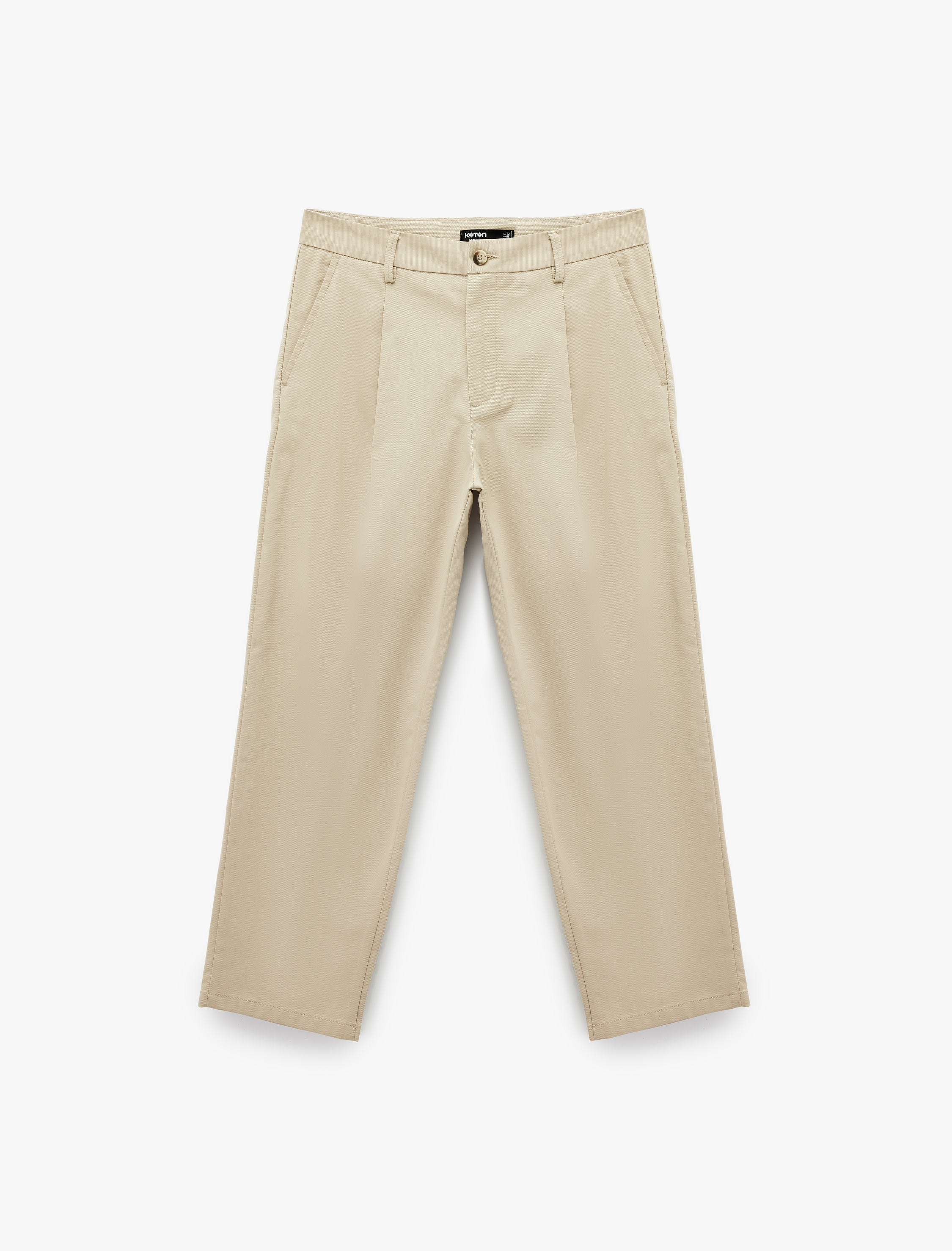   Rahat Kalıp Cepli Pamuklu Yüksek Bel Gabardin Pantolon