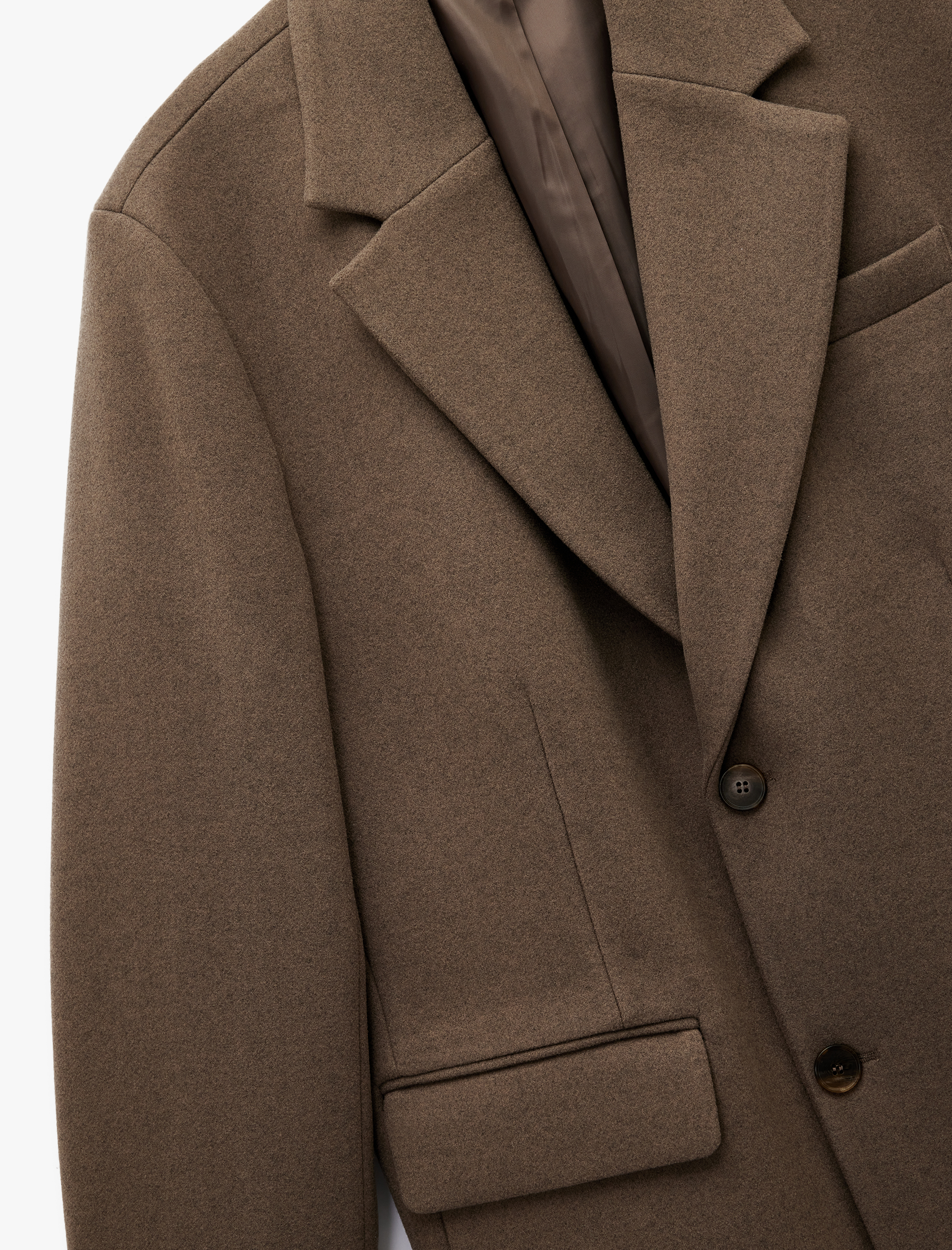   Regular Fit Cepli Mono Yaka Düğmeli Uzun Kaşe Kaban