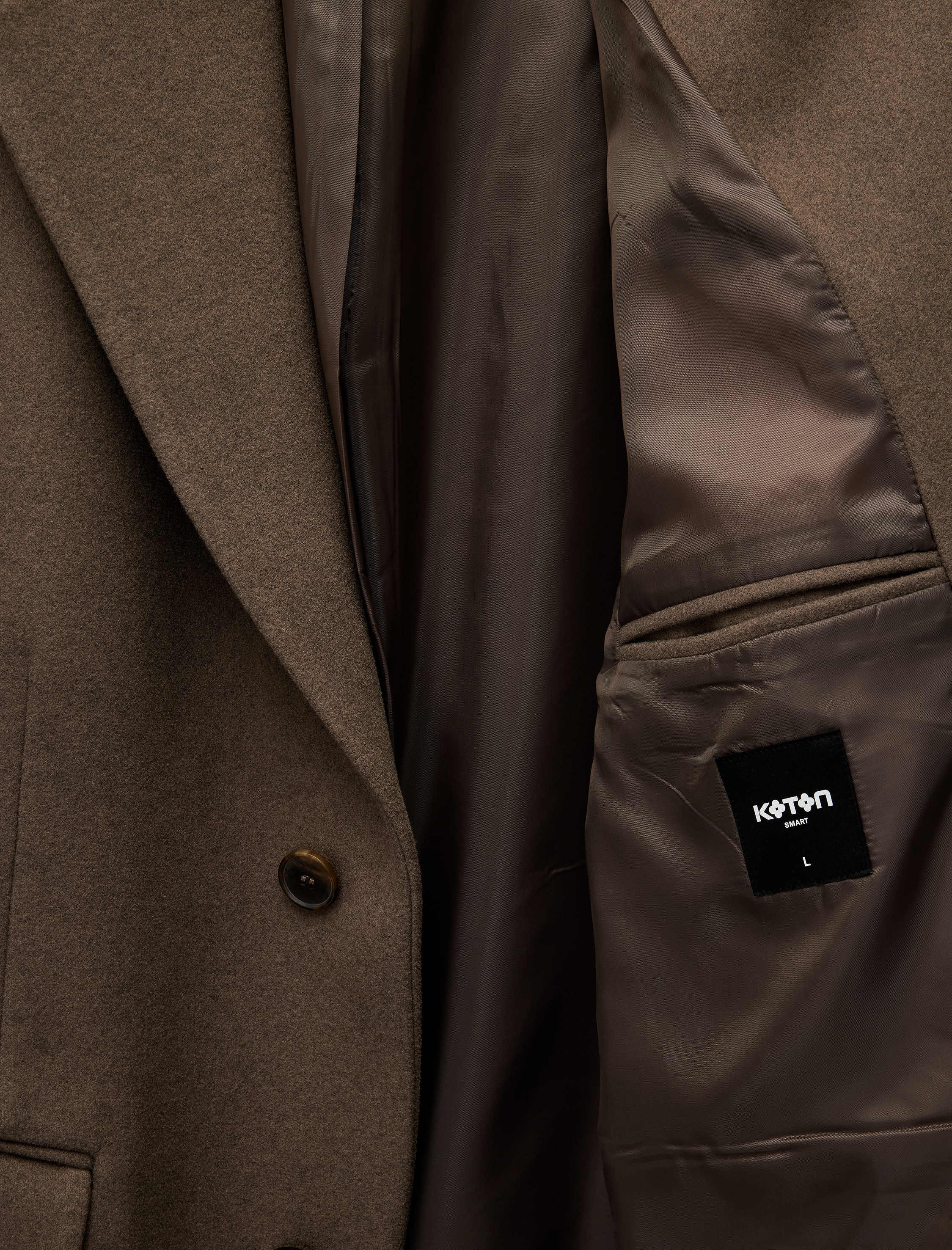   Regular Fit Cepli Mono Yaka Düğmeli Uzun Kaşe Kaban