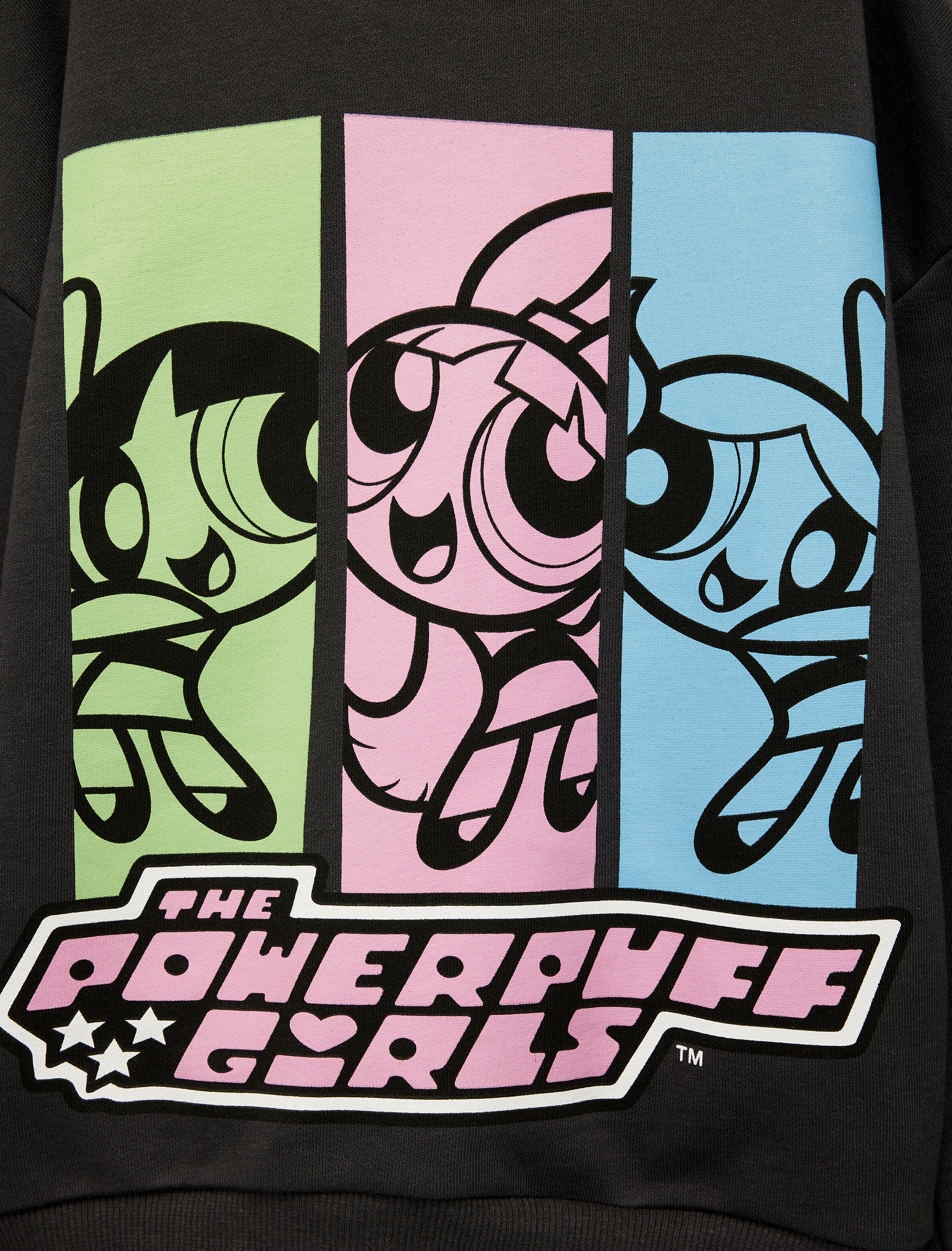  Kız Çocuk Şardonlu Uzun Kollu Bisiklet Yaka Lisanslı Powerpuff Girls Oversize Sweatshirt