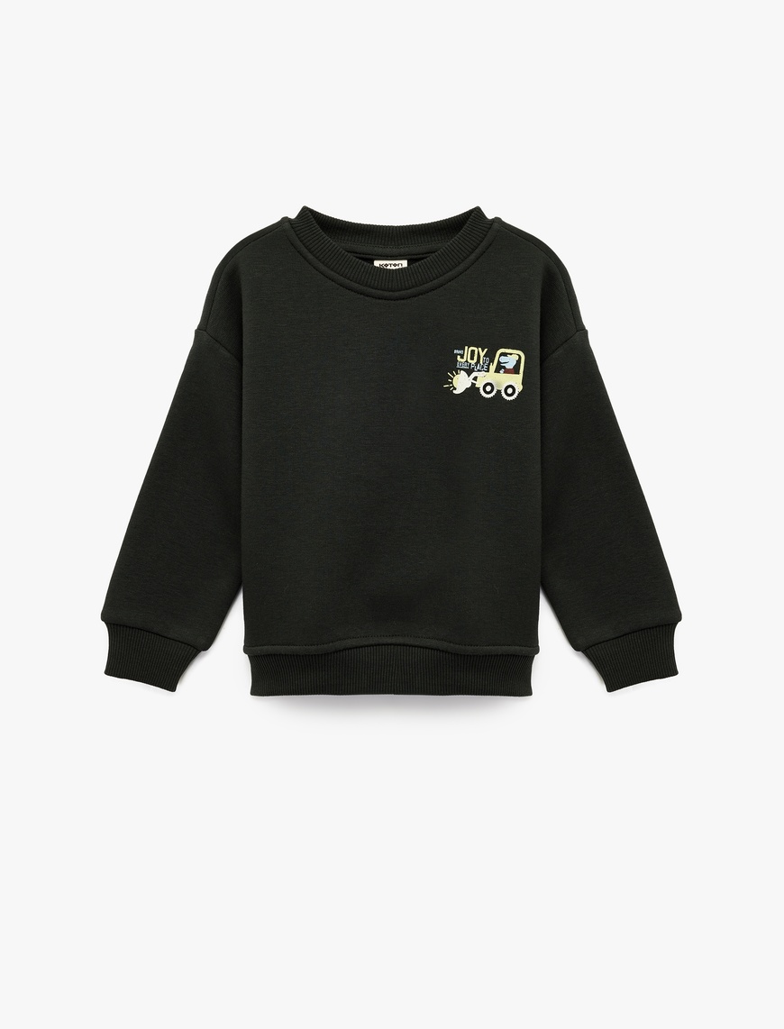 Koton Erkek Bebek Uzun Kollu Bisiklet Yaka Baskılı Şardonlu Sweatshirt
