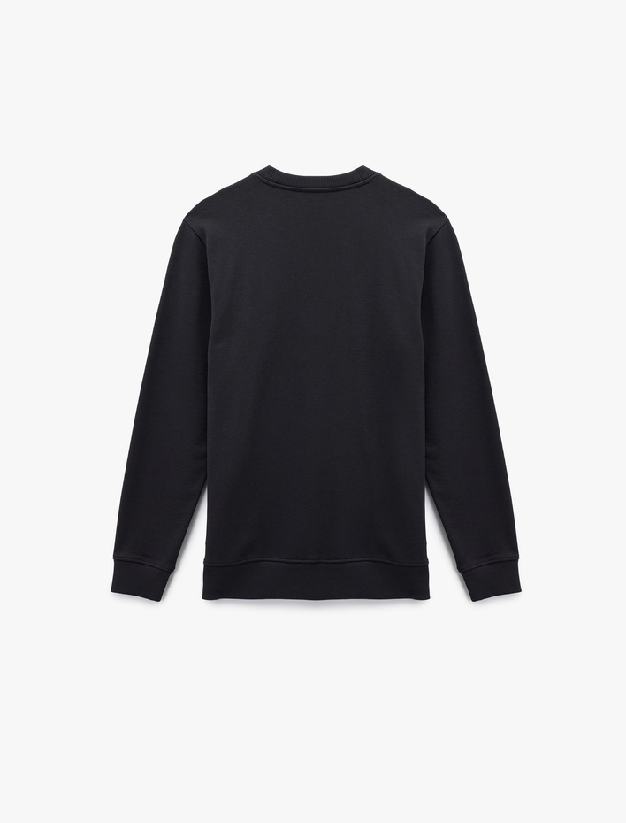  Uzun Kollu Bisiklet Yaka Pamuklu Baskılı Sweatshirt