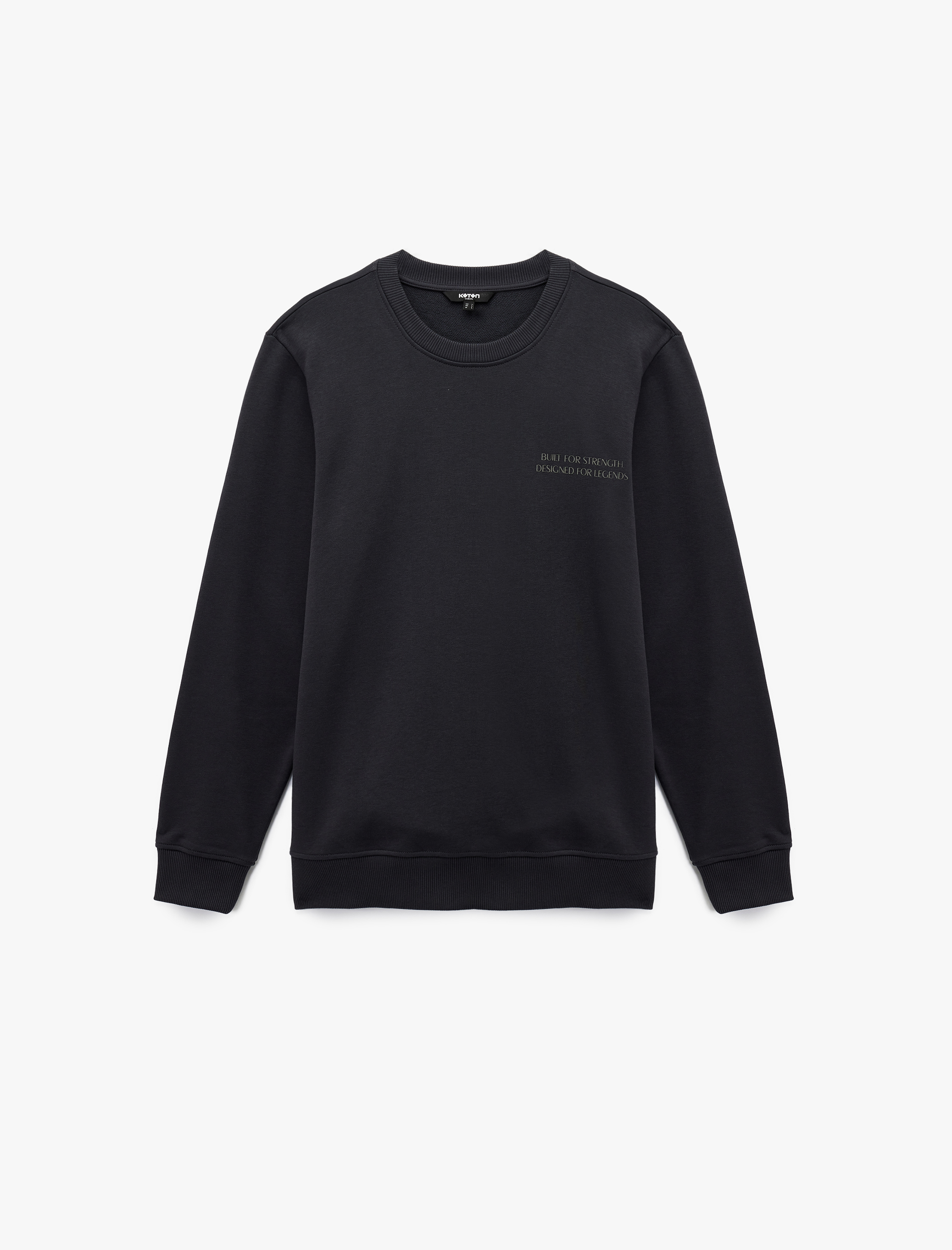   Uzun Kollu Bisiklet Yaka Pamuklu Baskılı Sweatshirt