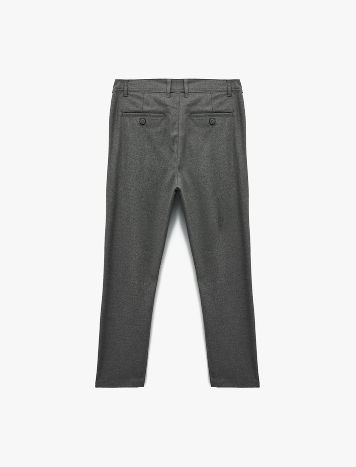  Slim Fit Cepli Viskon Karışımlı Kumaş Pantolon