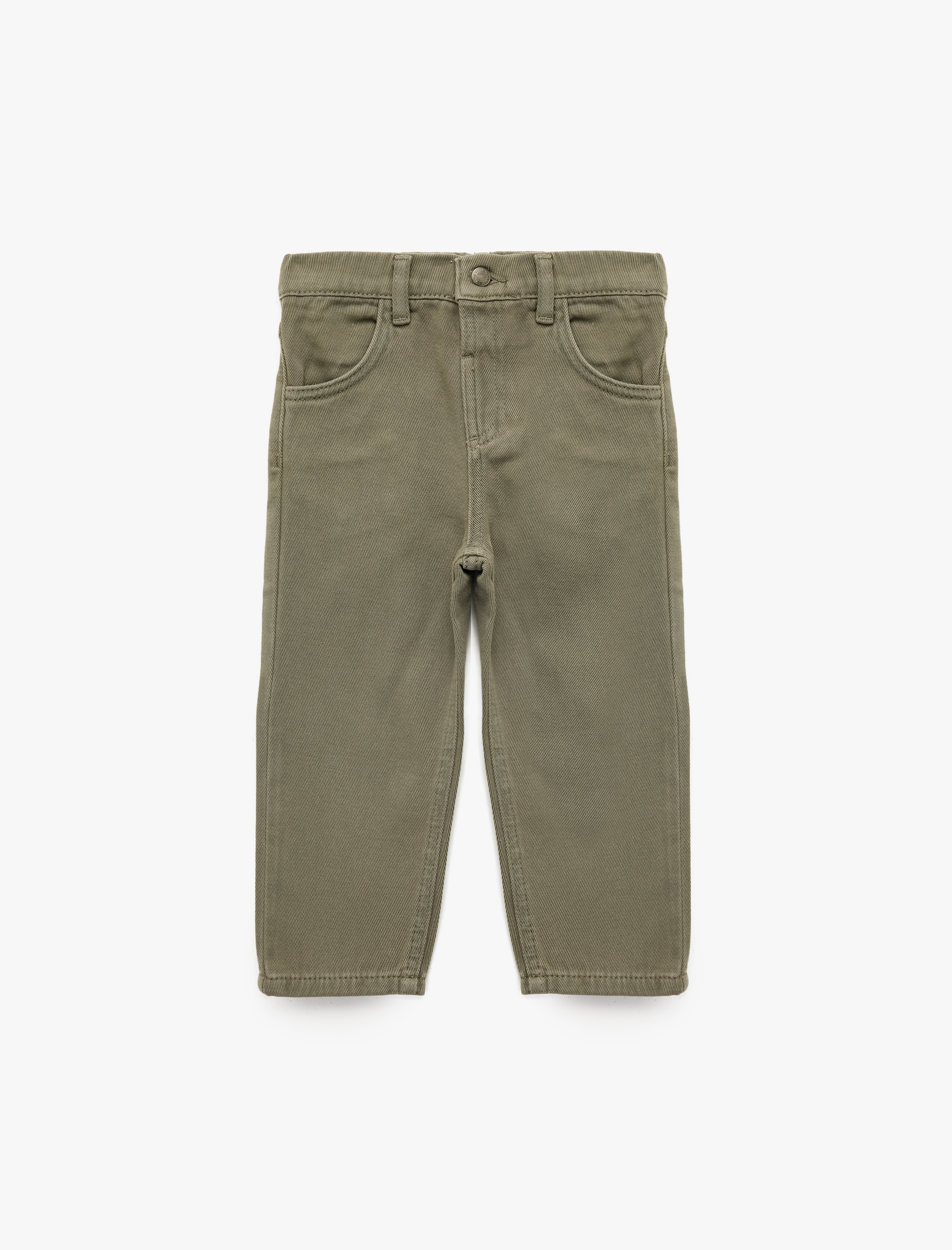  Erkek Bebek Pamuklu Cepli Beli Lastikli Düğmeli Denim Pantolon