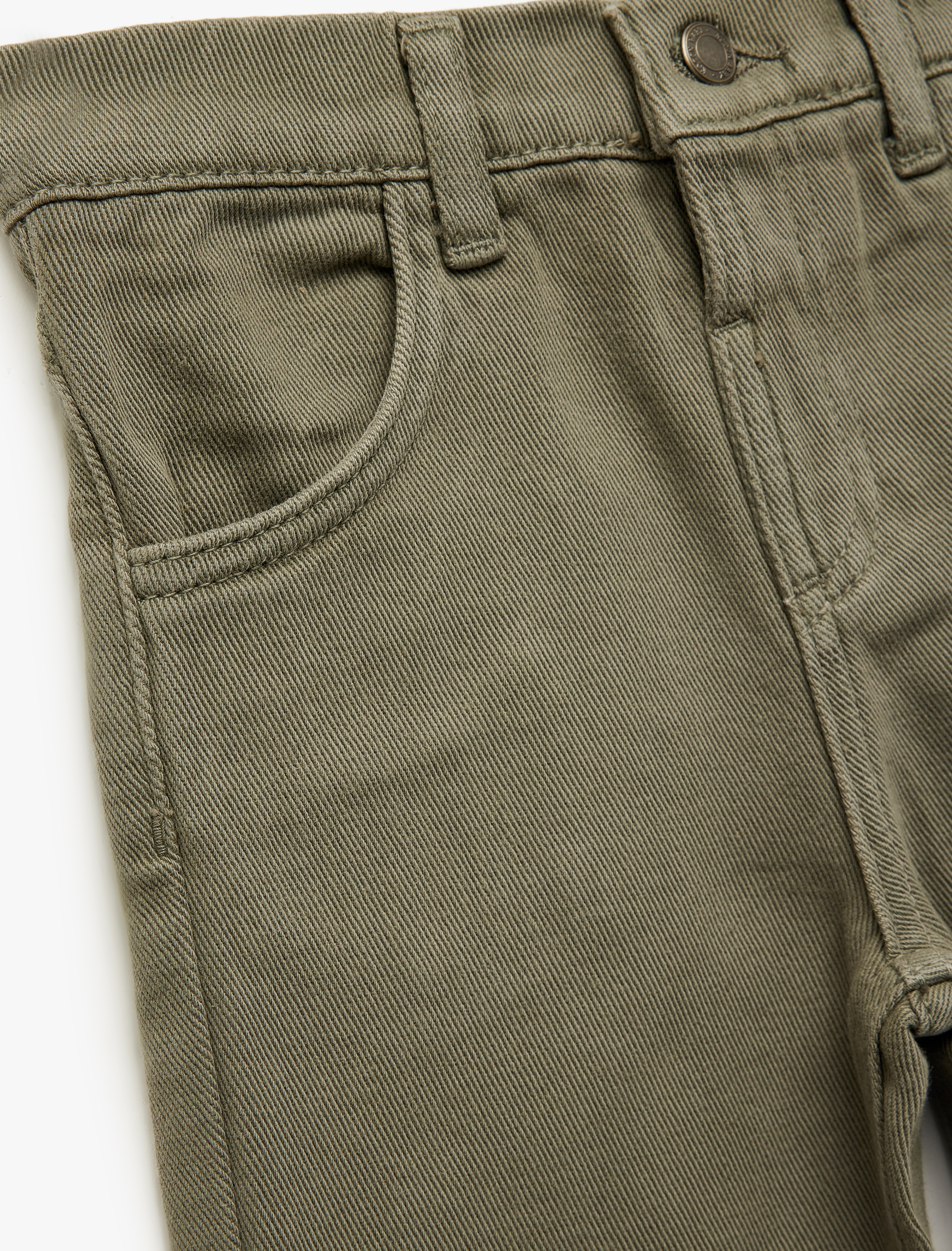  Erkek Bebek Pamuklu Cepli Beli Lastikli Düğmeli Denim Pantolon