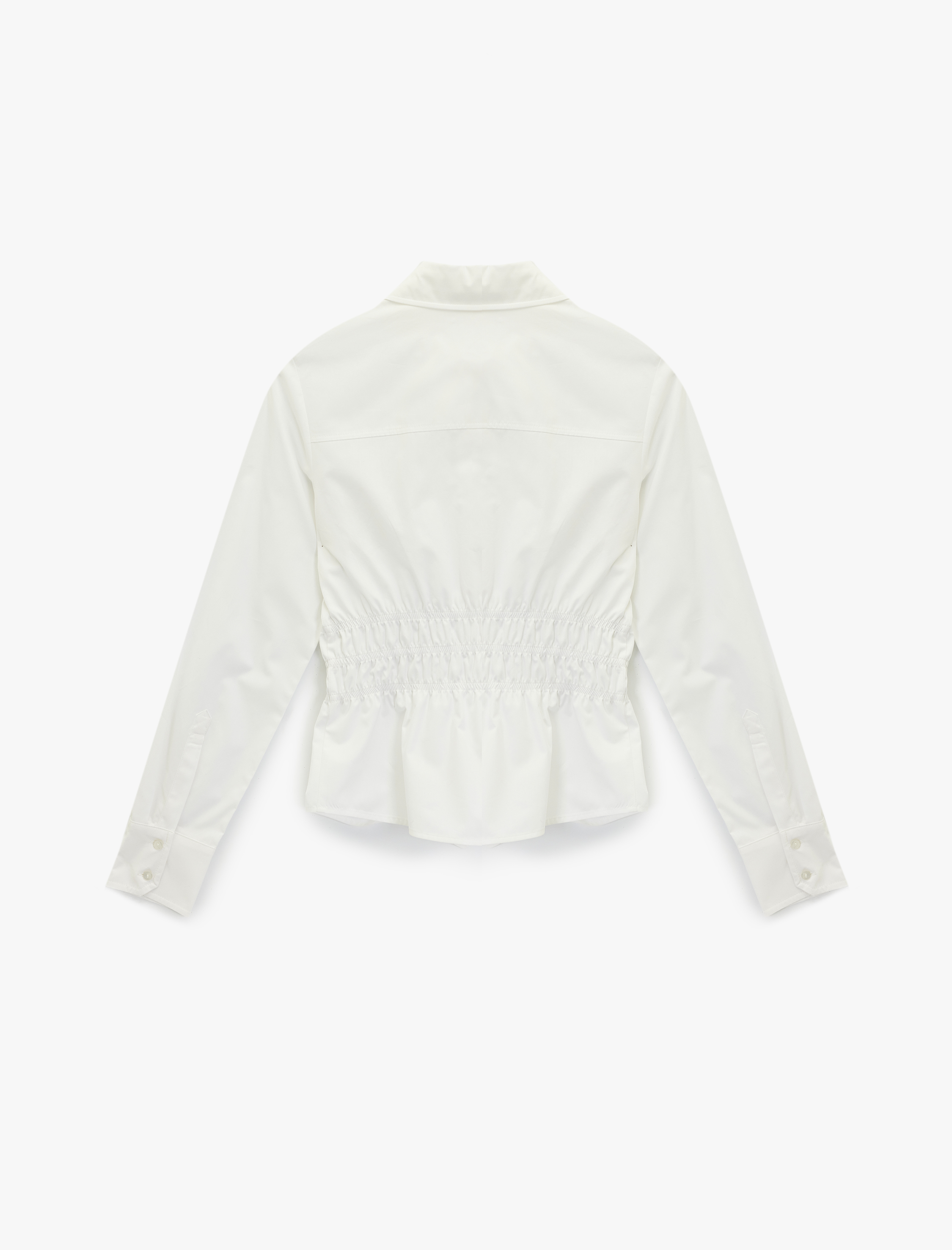   Pamuklu Slim Fit Uzun Kollu Klasik Yaka Beli Büzgülü Poplin Gömlek