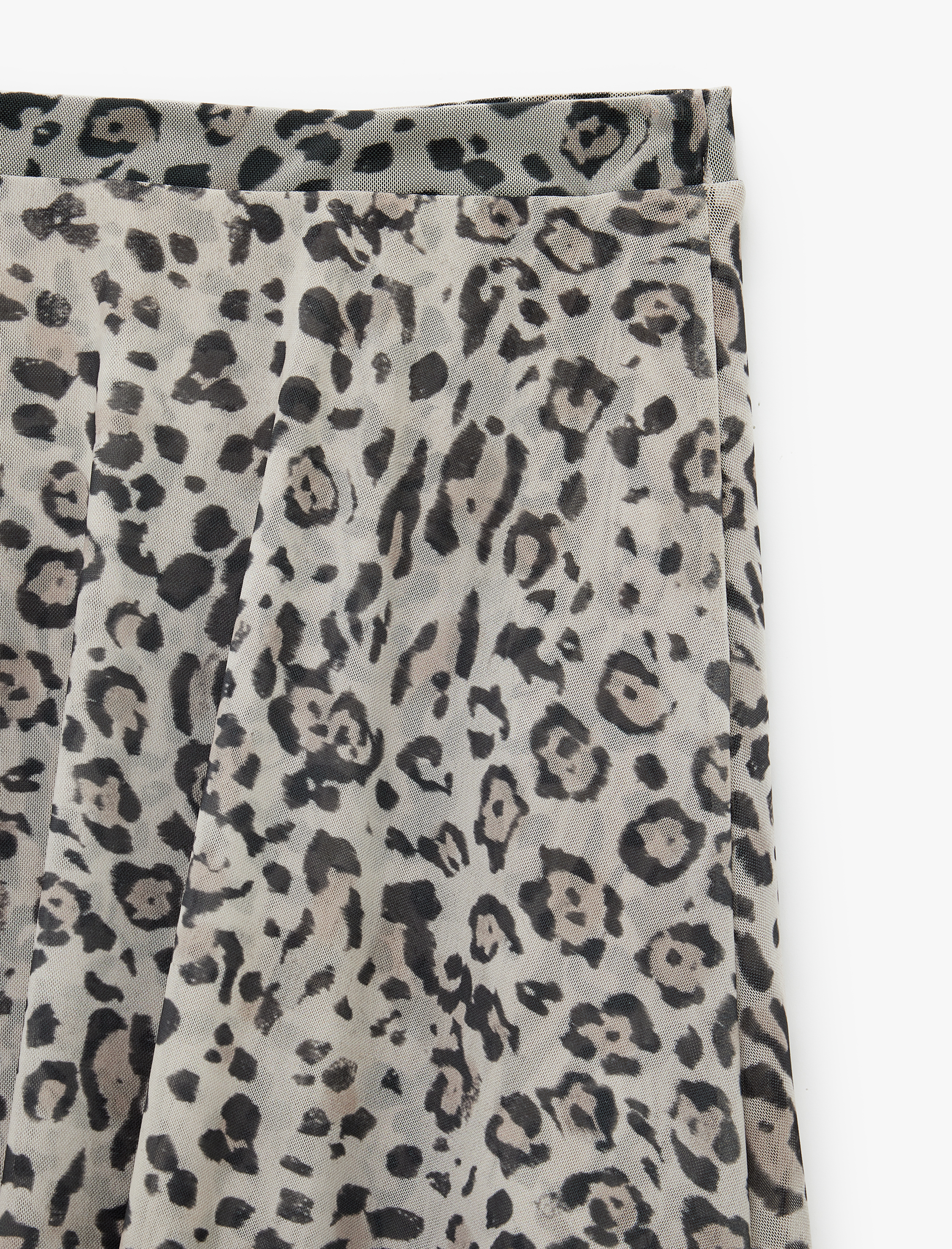   Asimetrik Kesim Slim Fit Midi Leopar Etek