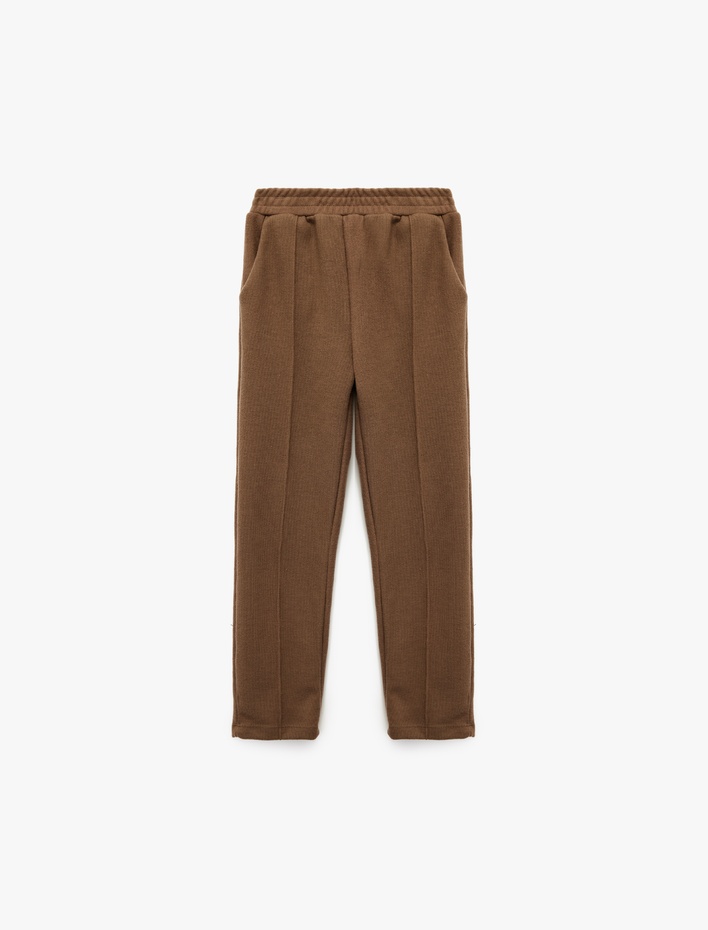 Kız Çocuk Beli Lastikli Cepli Havuç Kesim Pantolon