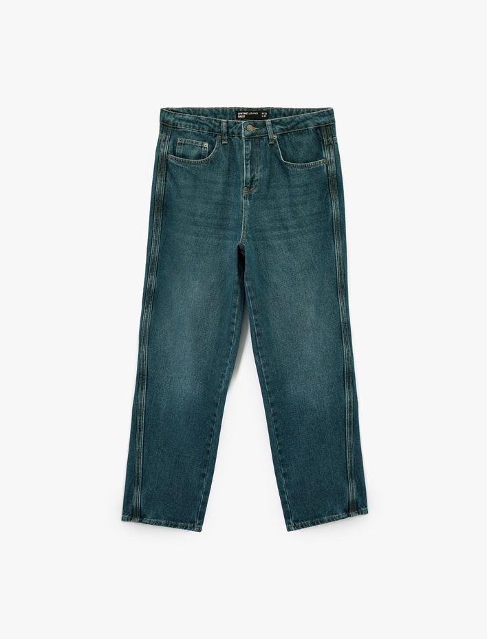  Oversize Cepli Pamuklu Normal Bel Bol Baggy Jean Pantolon