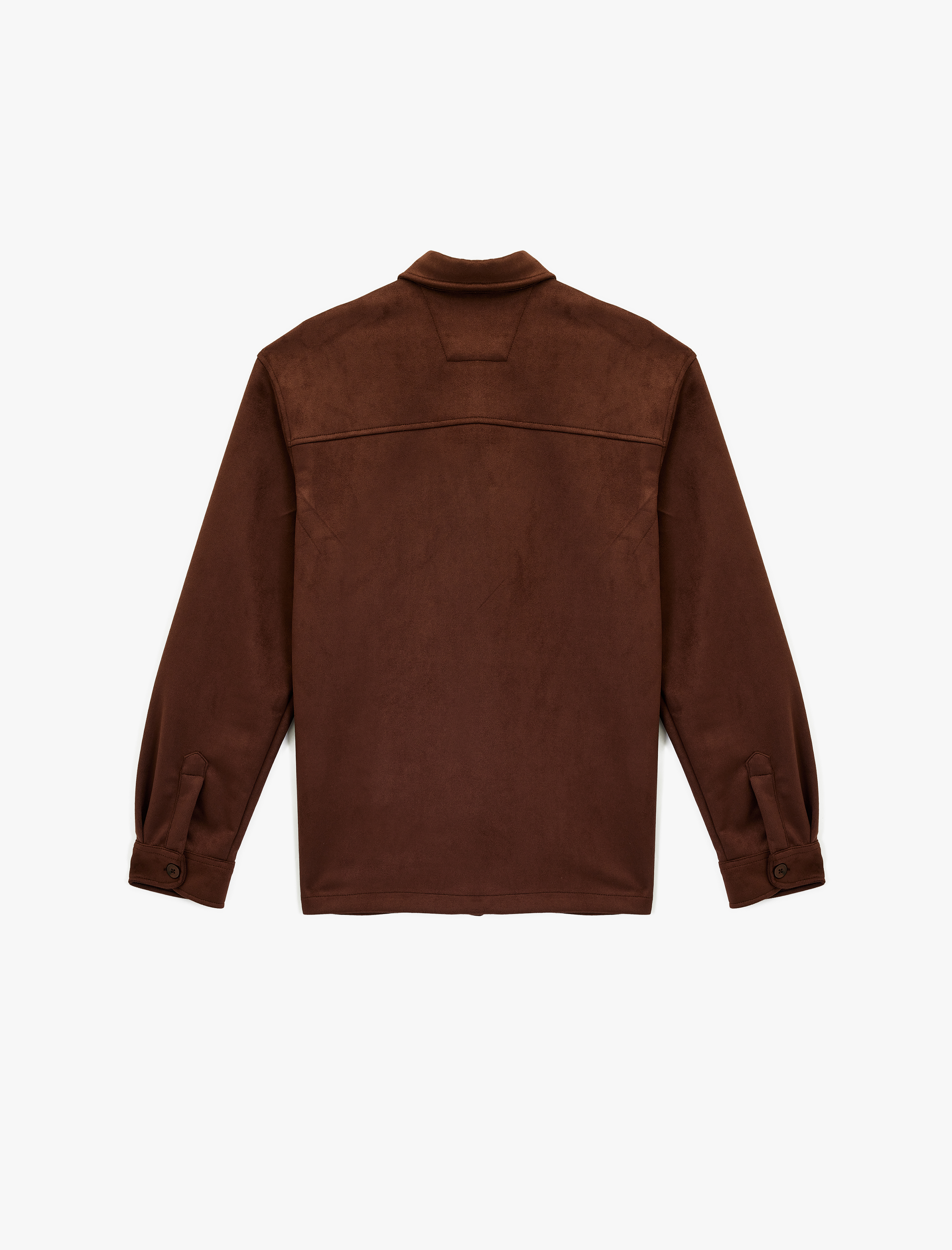   Regular Fit Uzun Kollu Cep Detaylı Klasik Yaka Suni Süet Gömlek