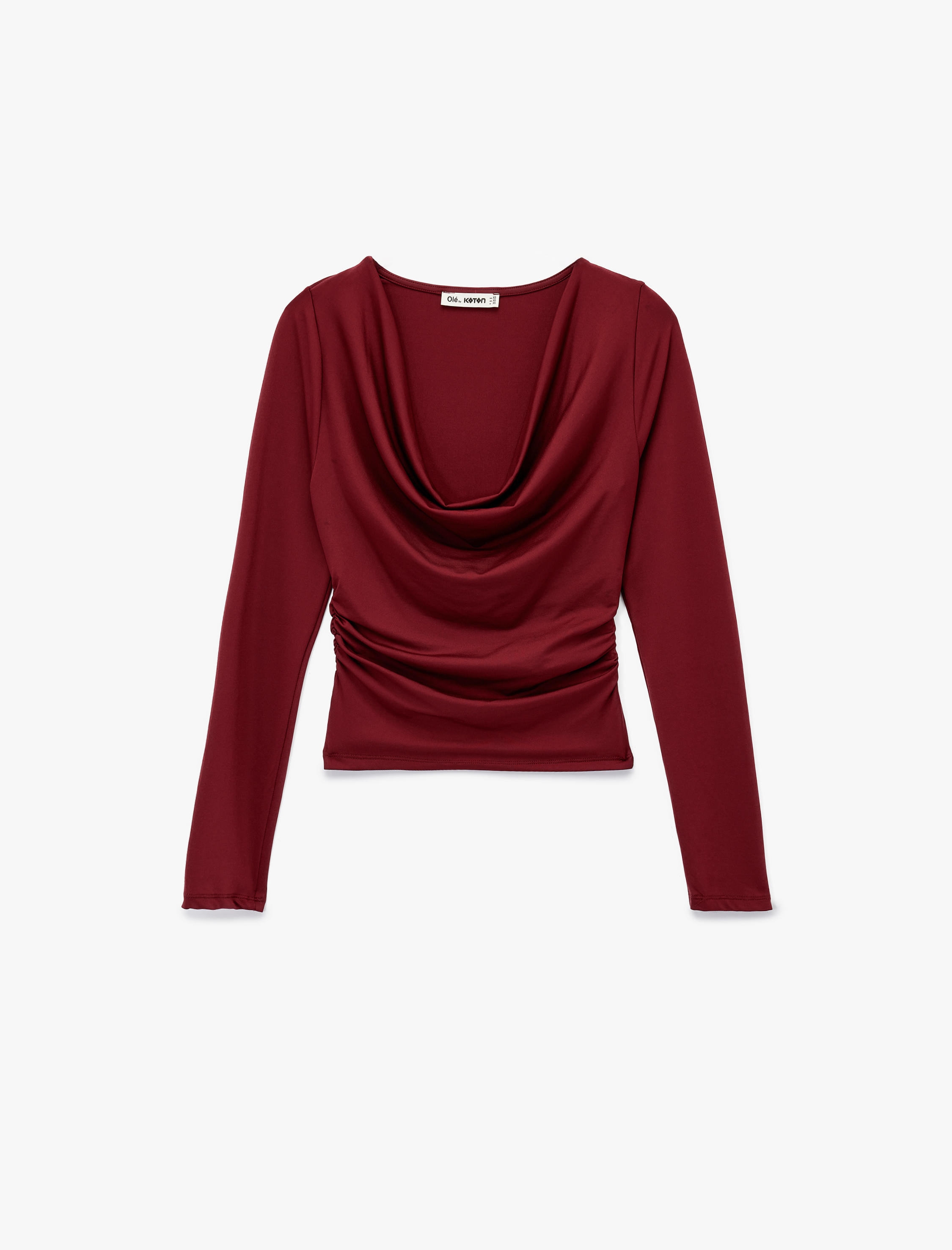   Slim Fit Uzun Kollu Degaje Yaka Drapeli Tişört