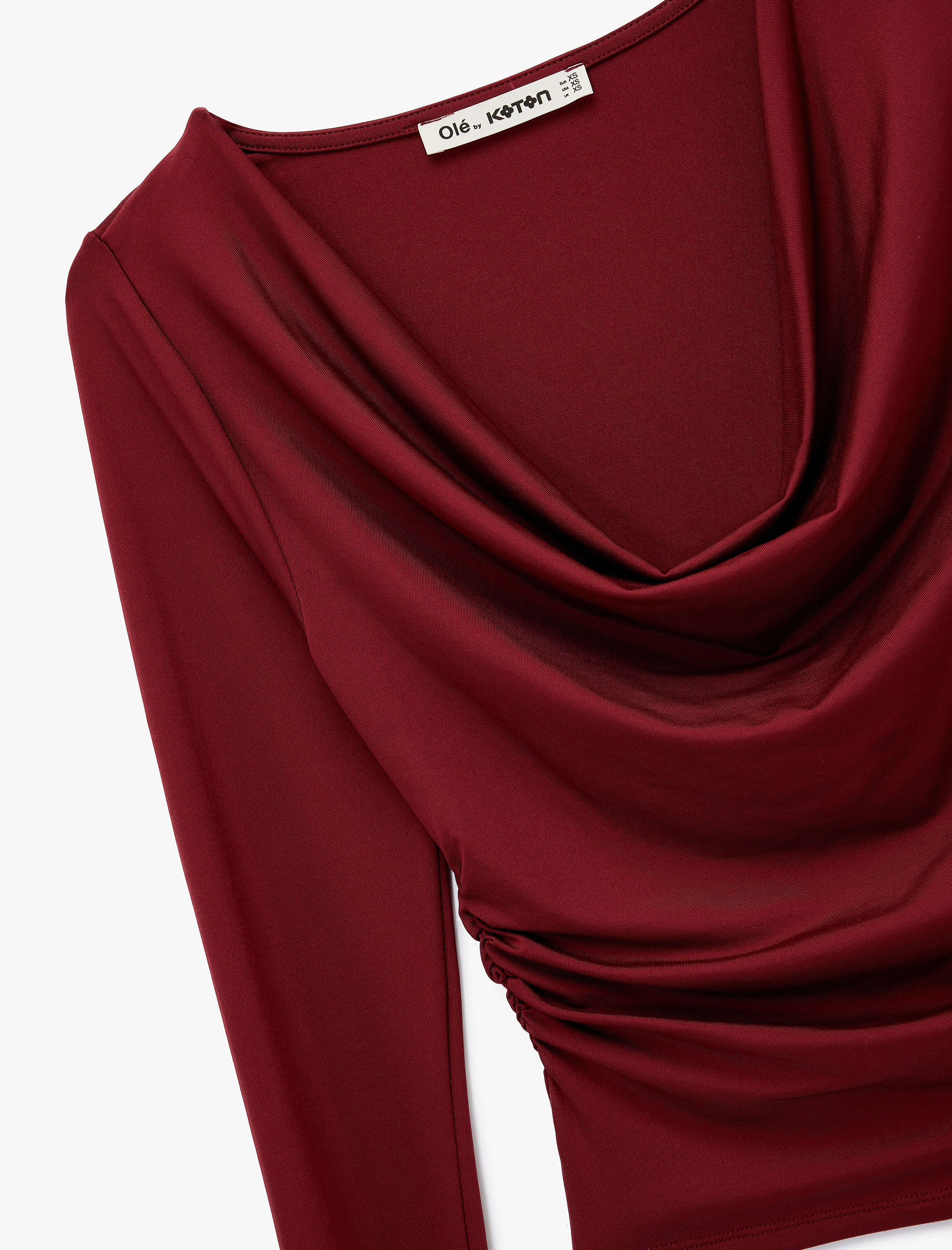   Slim Fit Uzun Kollu Degaje Yaka Drapeli Tişört