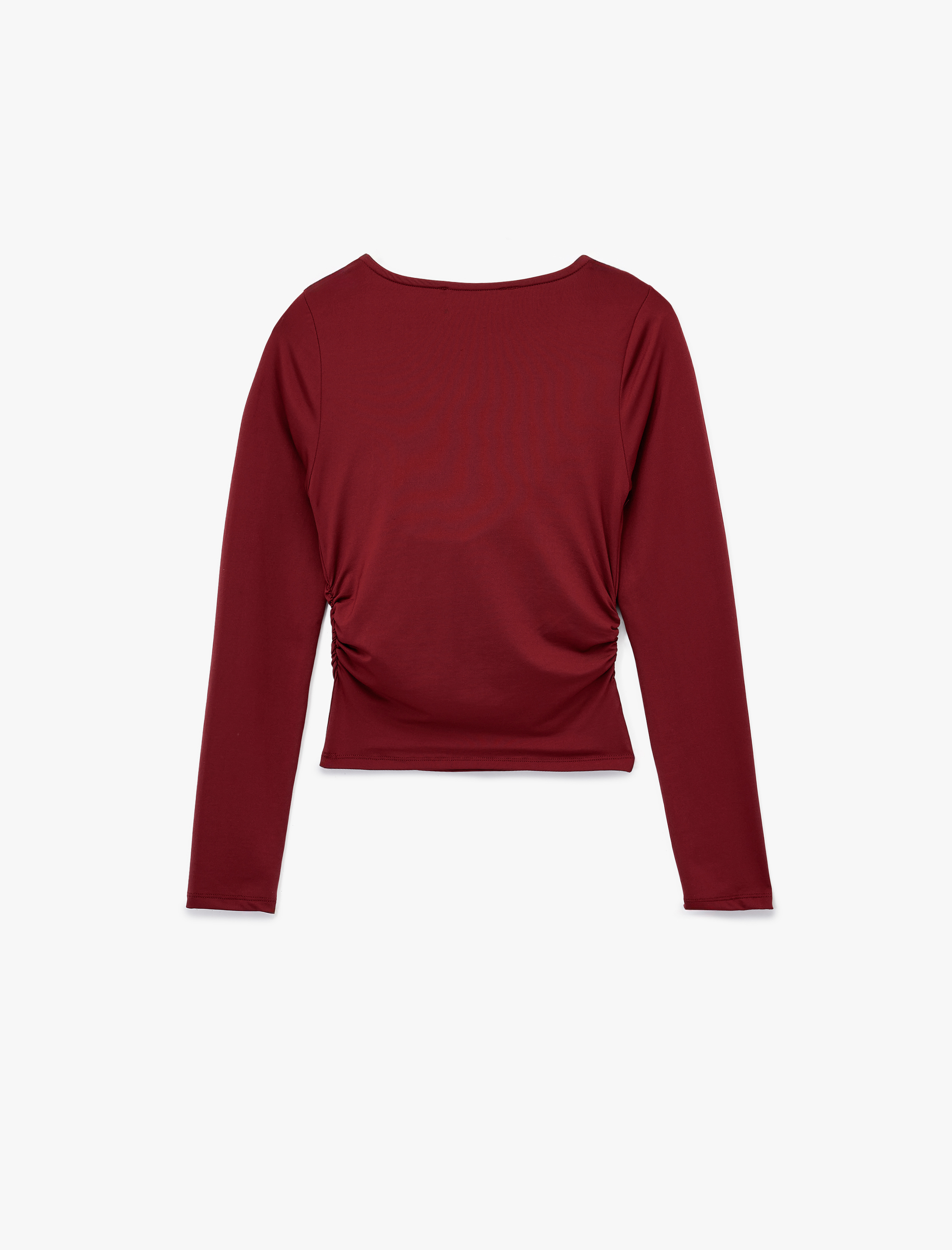   Slim Fit Uzun Kollu Degaje Yaka Drapeli Tişört