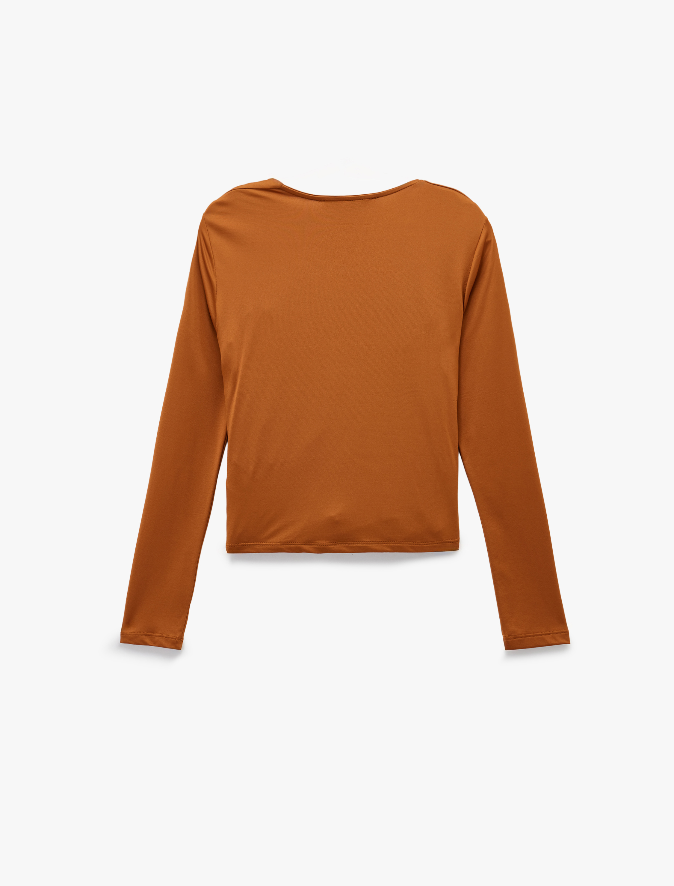   Uzun Kollu Slim Fit Kruvaze V Yaka Saten Bluz