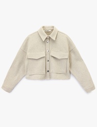 Klasik Yaka Cep Detaylı Uzun Kollu Düğmeli Gömlek Ceket