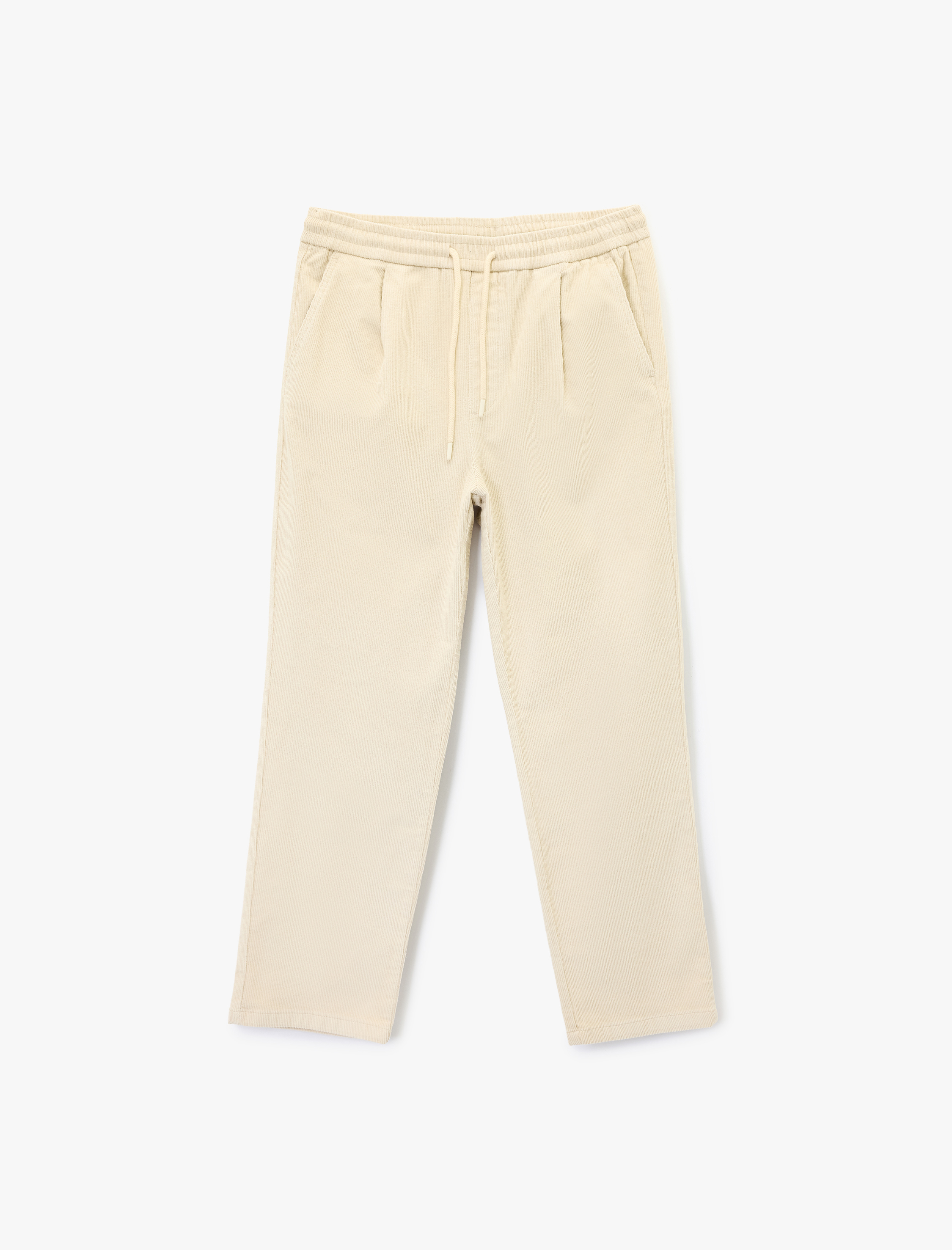   Pamuklu Cepli Bol Kalıp Beli Bağcıklı Fitilli Kadife Pantolon