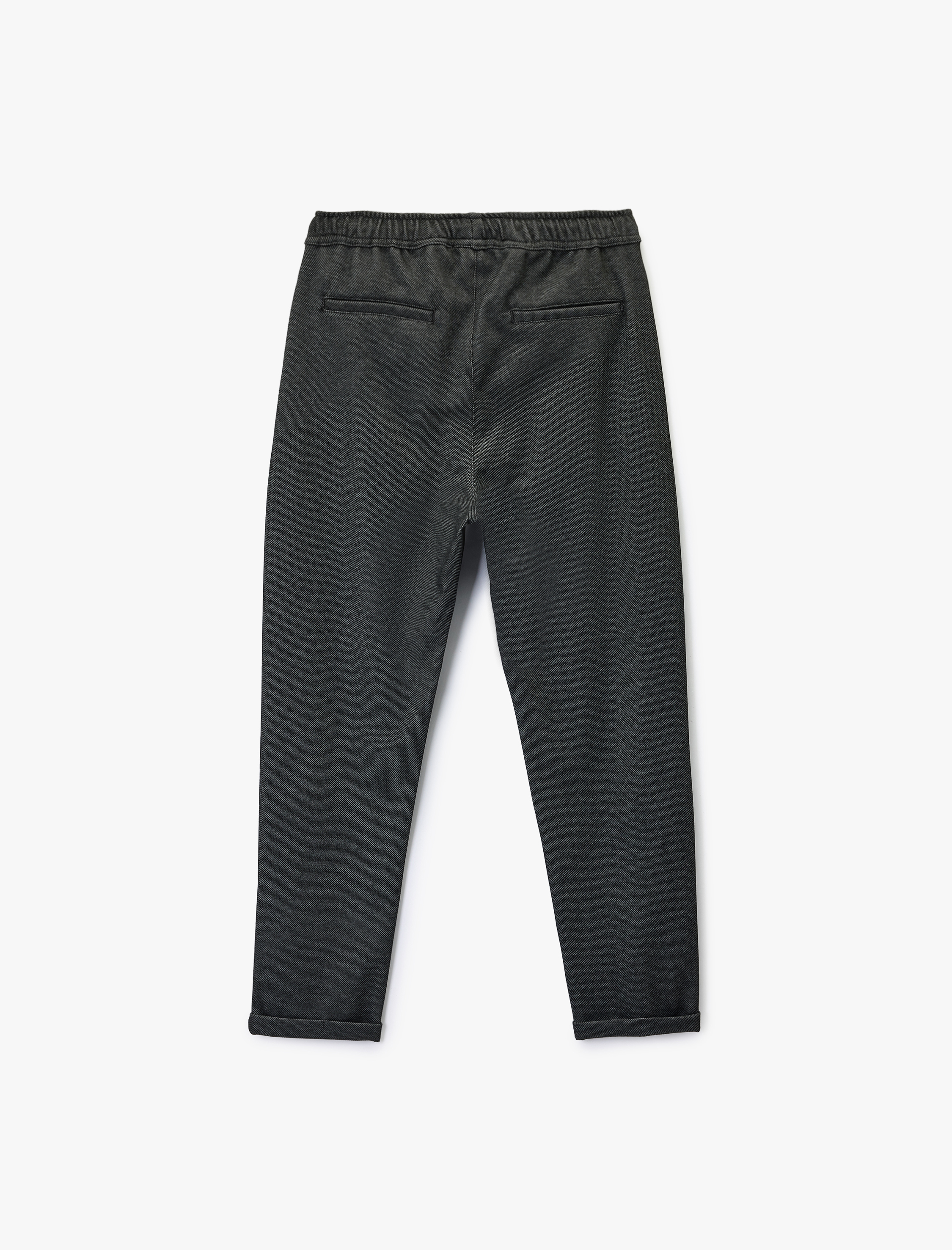   Viskon Karışımlı Duble Paça Cepli Beli Bağcıklı Pantolon