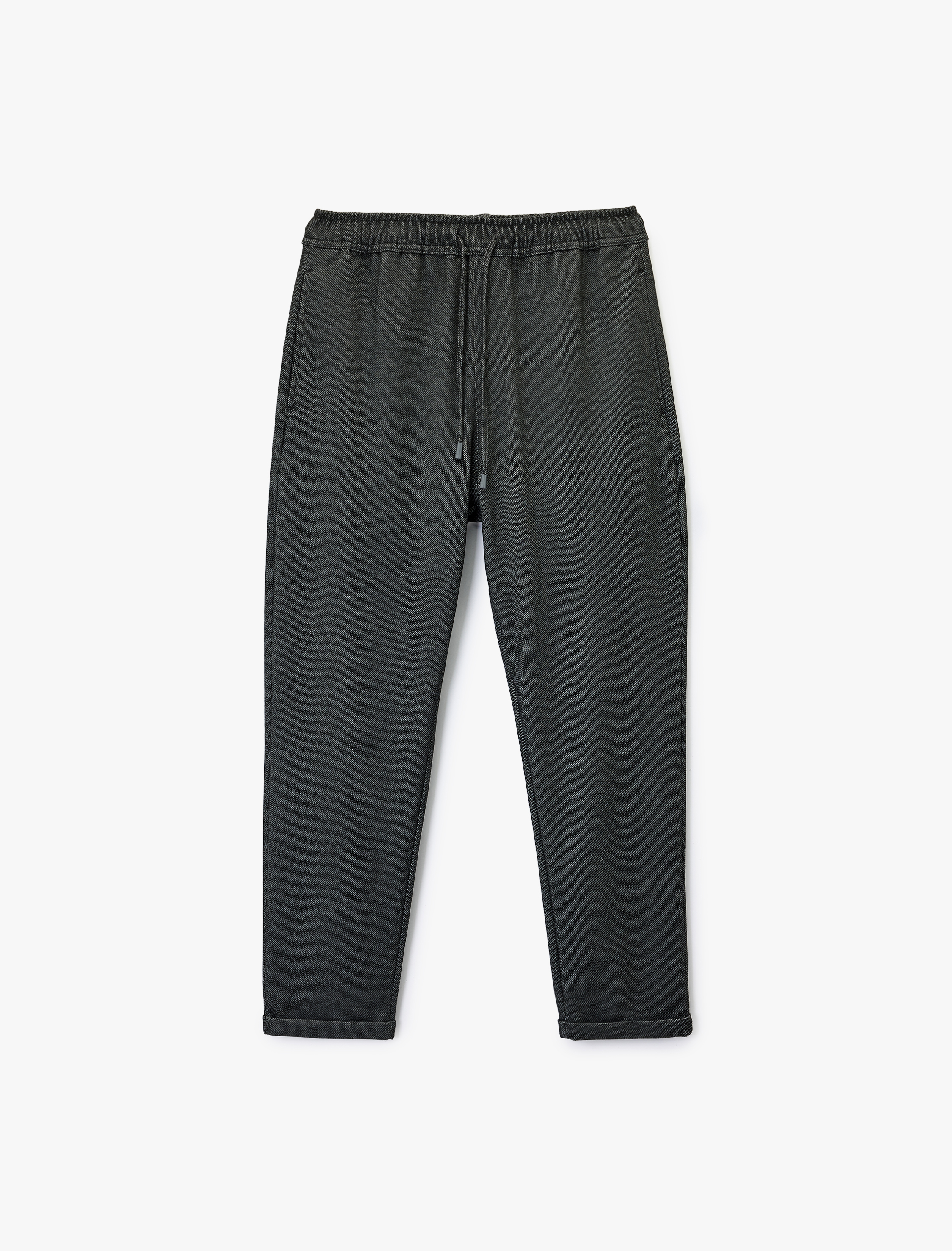   Viskon Karışımlı Duble Paça Cepli Beli Bağcıklı Pantolon