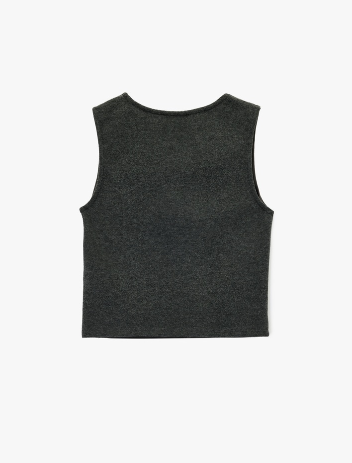  Slim Fit Düğmeli V Yaka Triko Yelek