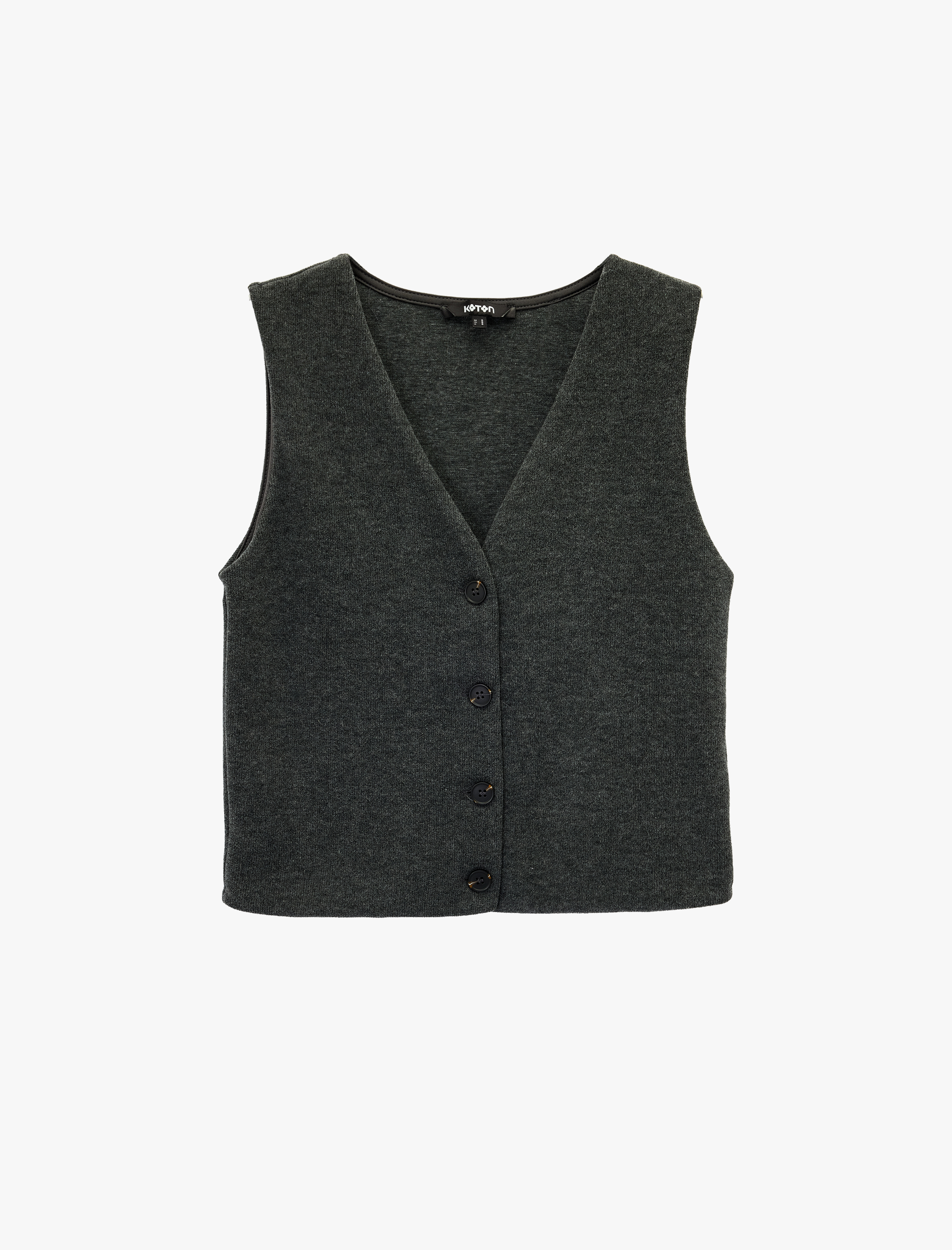   Slim Fit Düğmeli V Yaka Triko Yelek