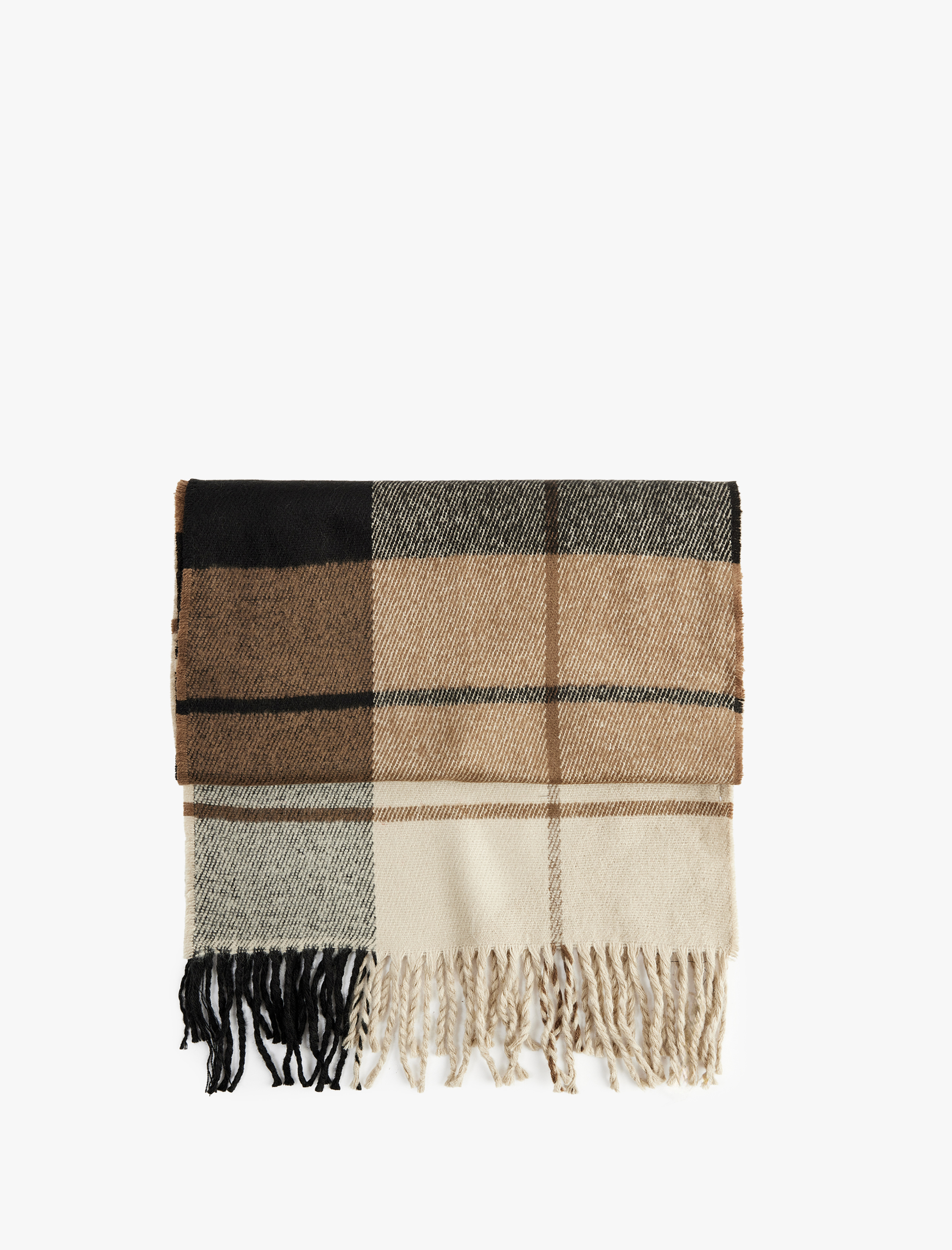  Erkek Ekose Desenli Uzun Püsküllü Atkı