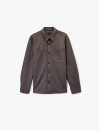 Regular Fit Uzun Kollu Cep Detaylı Klasik Yaka Suni Süet Gömlek