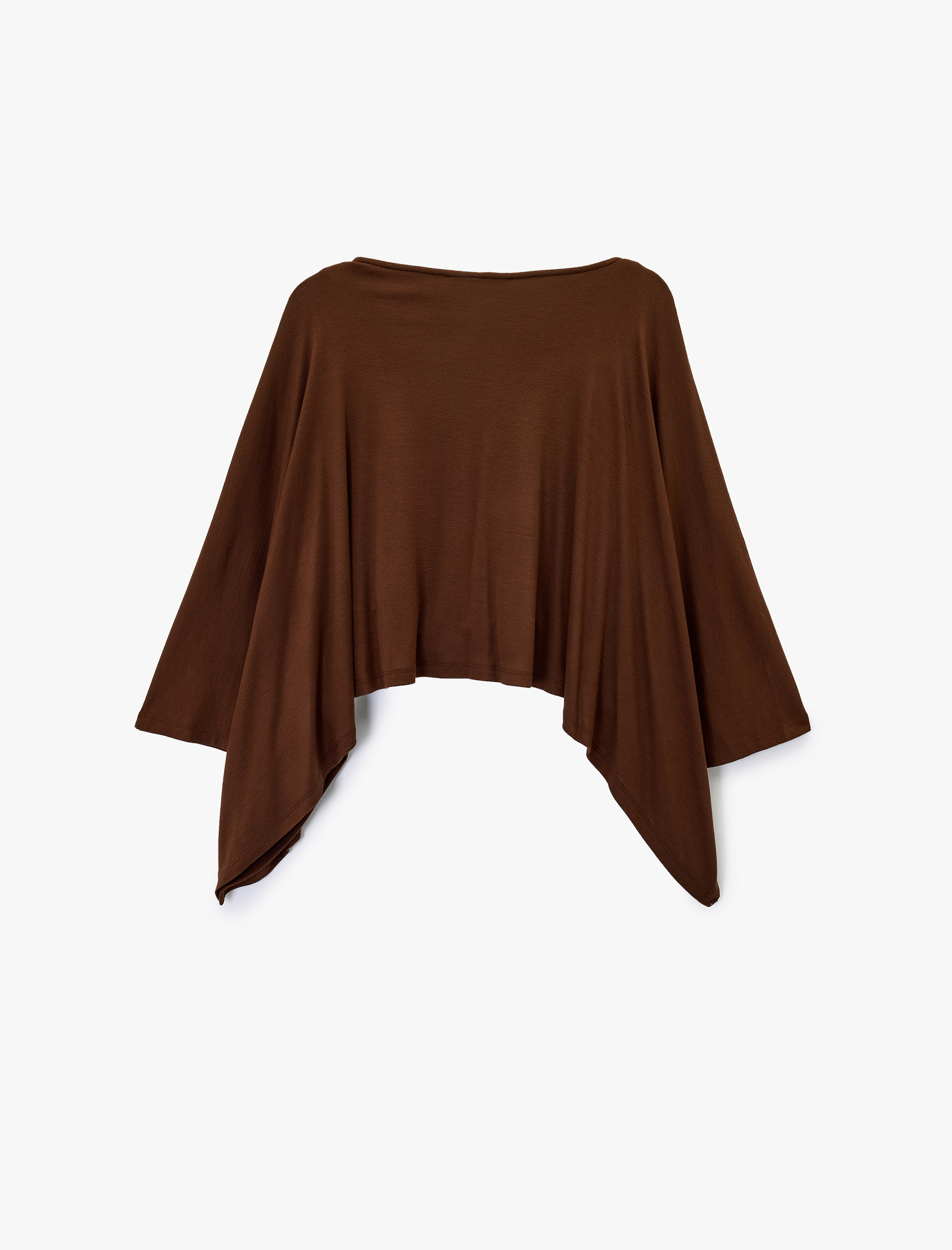   Viskon Kumaş Bol Kalıp Uzun Yarasa Kollu Geniş Yuvarlak Yaka Bluz