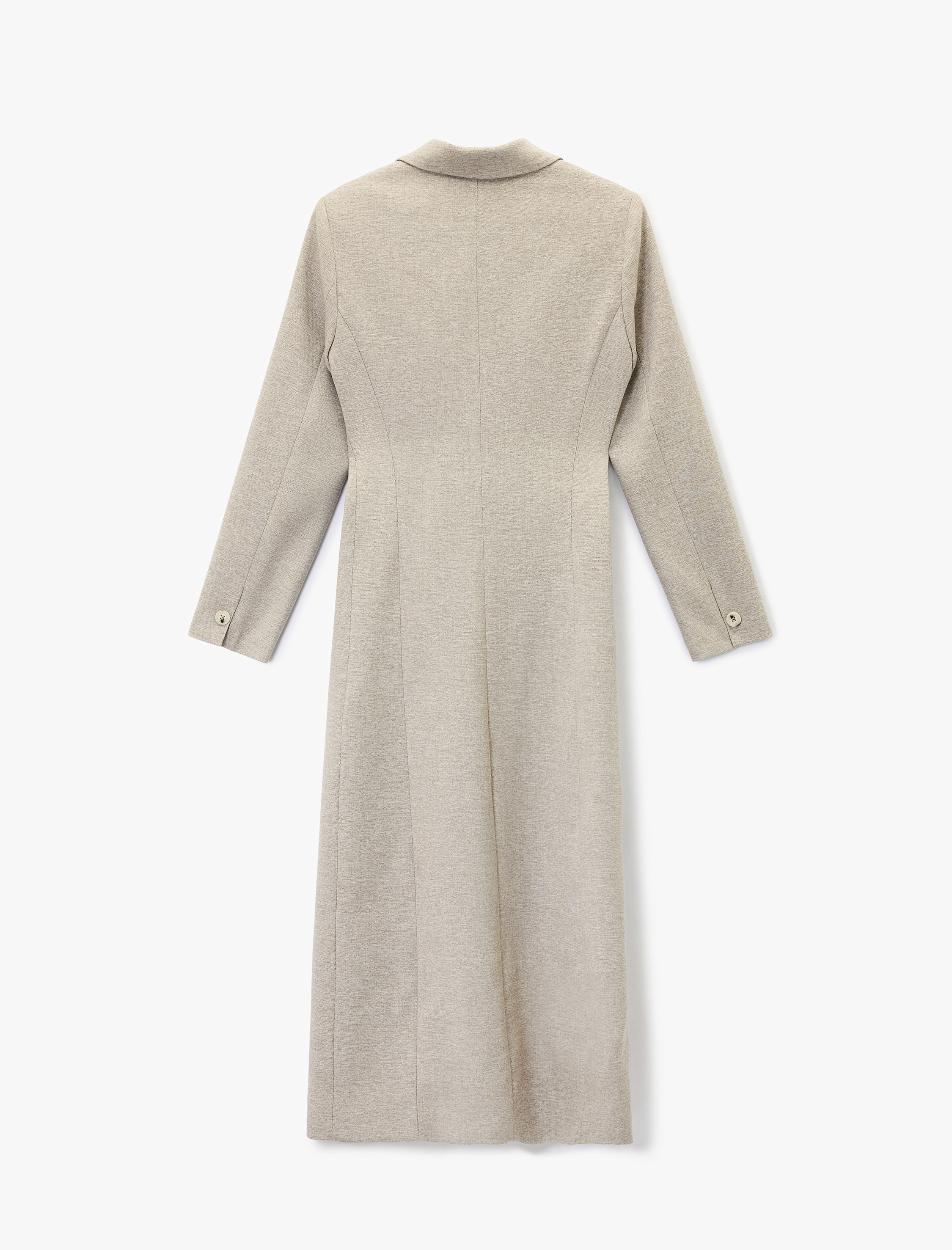   Düğmeli Uzun Kollu Cepli Ekstra Uzun Blazer Ceket