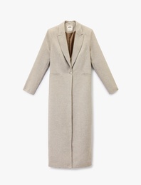 Düğmeli Uzun Kollu Cepli Ekstra Uzun Blazer Ceket