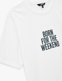 Regular Fit Kısa Kollu Bisiklet Yaka Pamuklu Baskılı Tişört