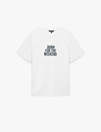 Regular Fit Kısa Kollu Bisiklet Yaka Pamuklu Baskılı Tişört