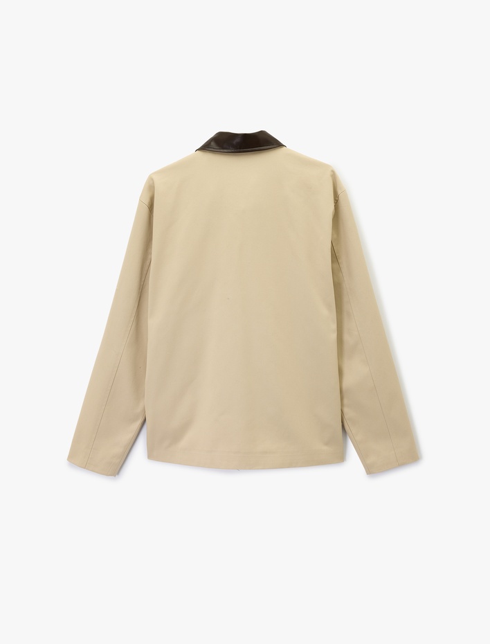  Regular Fit Cepli Renk Kontrastlı Gömlek Yaka Gabardin Ceket