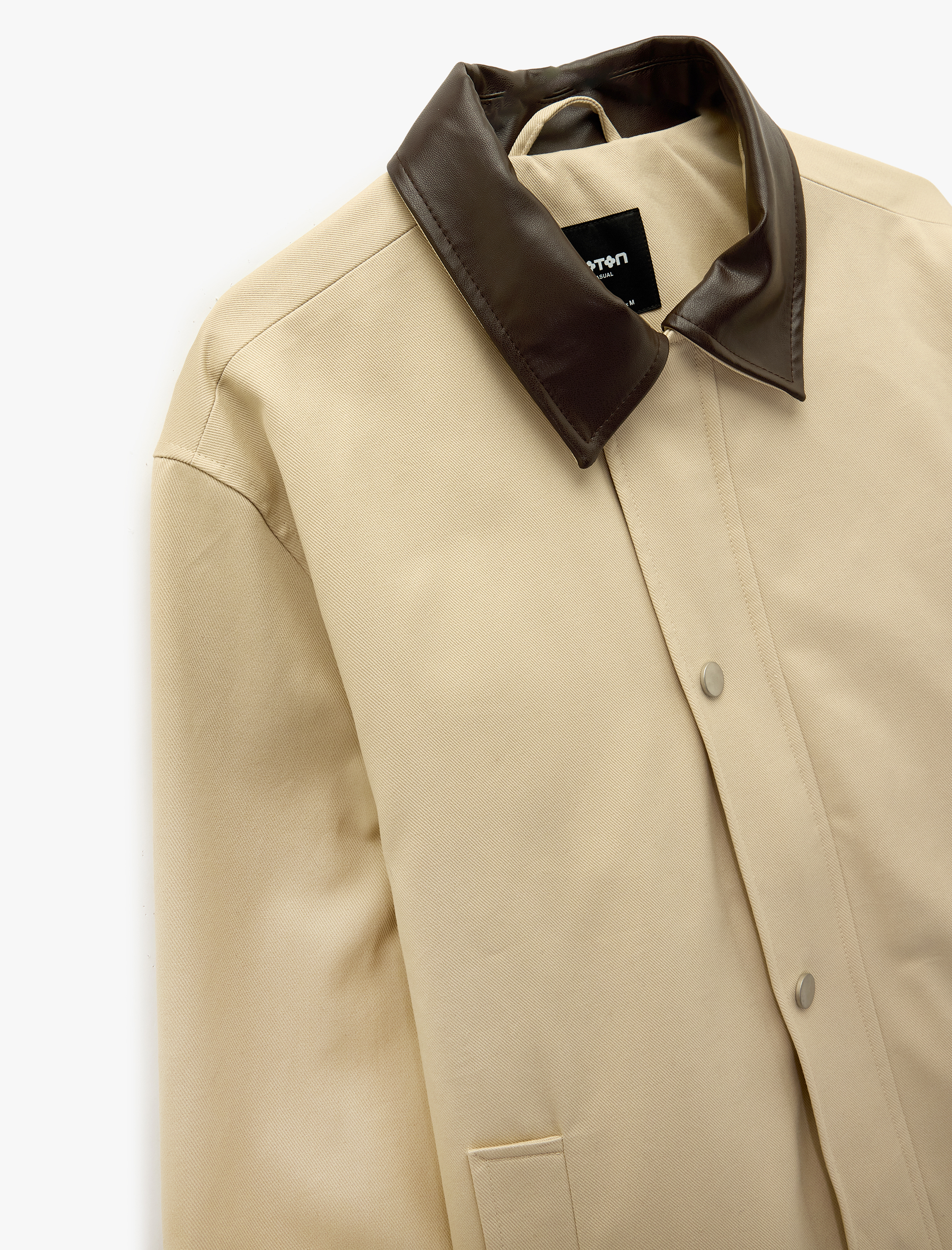   Regular Fit Cepli Renk Kontrastlı Gömlek Yaka Gabardin Ceket