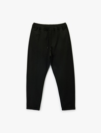 Viskon Karışımlı Duble Paça Cepli Beli Bağcıklı Pantolon