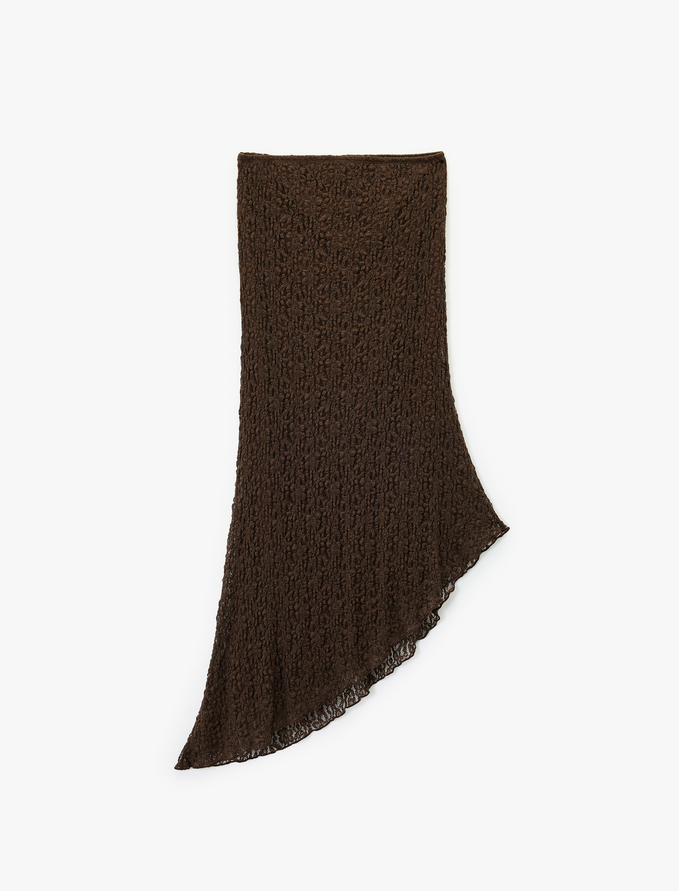   Asimetrik Kesim Slim Fit Midi Dantelli Etek