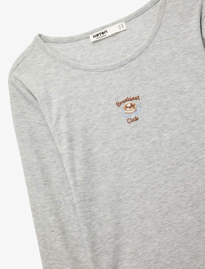  Rahat Kalıp Uzun Kollu Bisiklet Yaka İşleme Detaylı Pijama Takımı