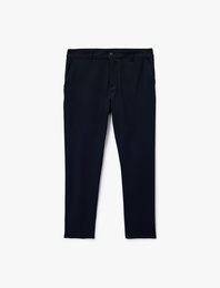 Slim Fit Cepli Viskon Karışımlı Kumaş Pantolon