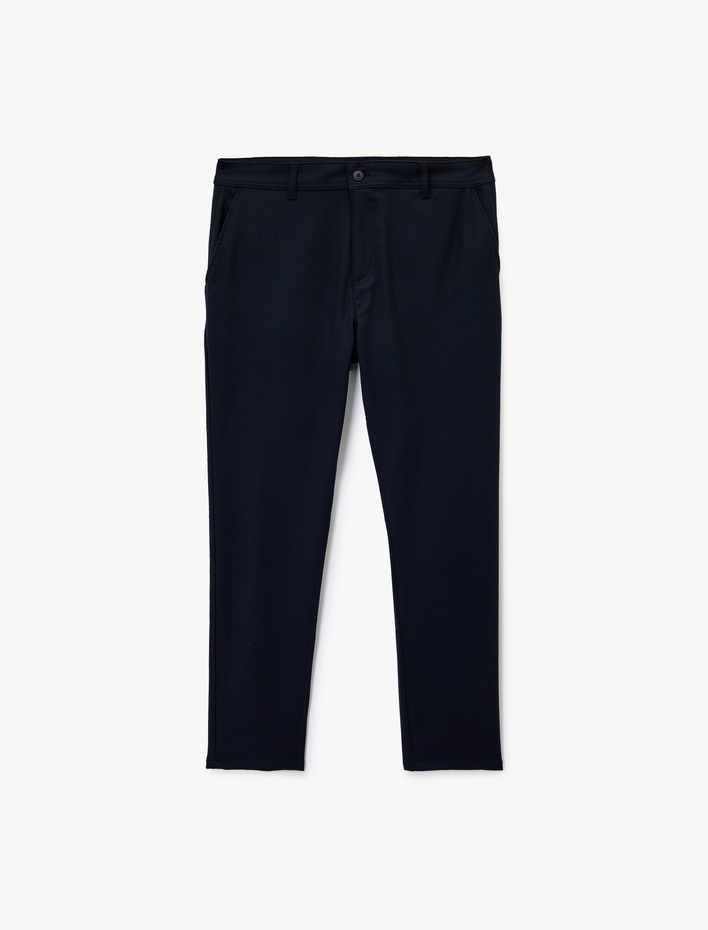  Slim Fit Cepli Viskon Karışımlı Kumaş Pantolon