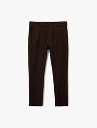 Slim Fit Cepli Viskon Karışımlı Kumaş Pantolon