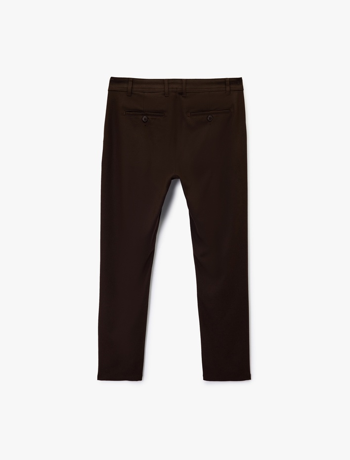  Slim Fit Cepli Viskon Karışımlı Kumaş Pantolon