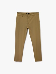 Slim Fit Cepli Viskon Karışımlı Kumaş Pantolon