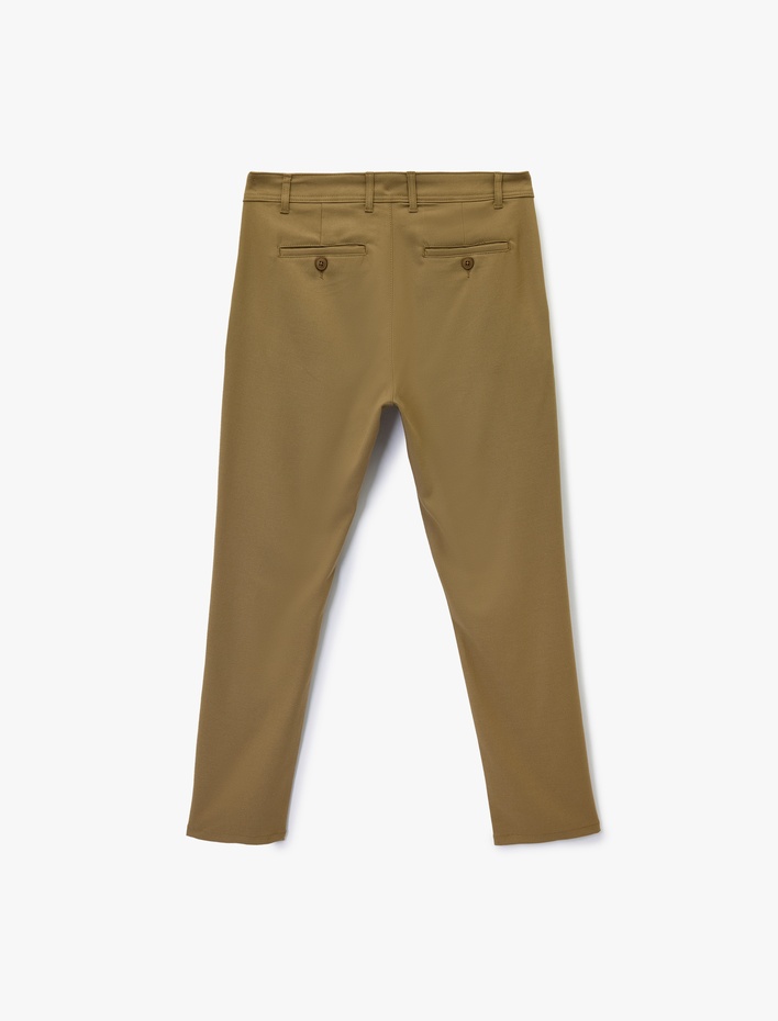  Slim Fit Cepli Viskon Karışımlı Kumaş Pantolon