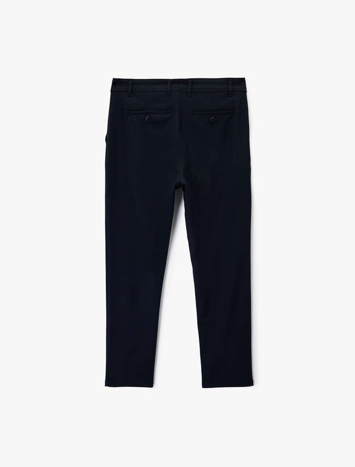  Slim Fit Cepli Viskon Karışımlı Kumaş Pantolon