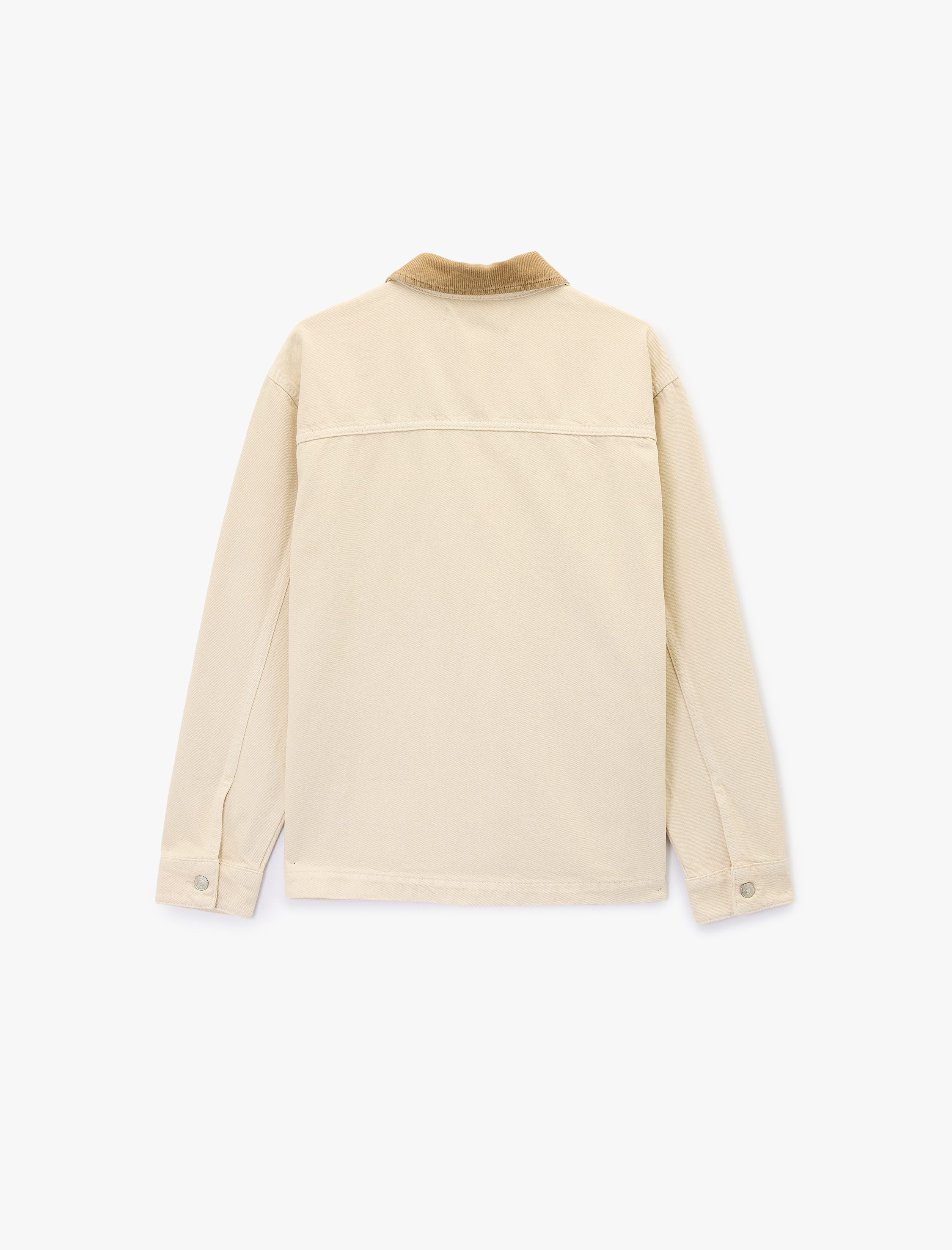   Rahat Kalıp Cepli Pamuklu Renk Kontrastlı Gömlek Yaka Jean Ceket