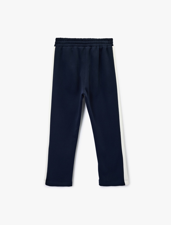  Şardonlu Cep Detaylı Renk Kontrastlı Beli Lastikli Kışlık Eşofman Altı