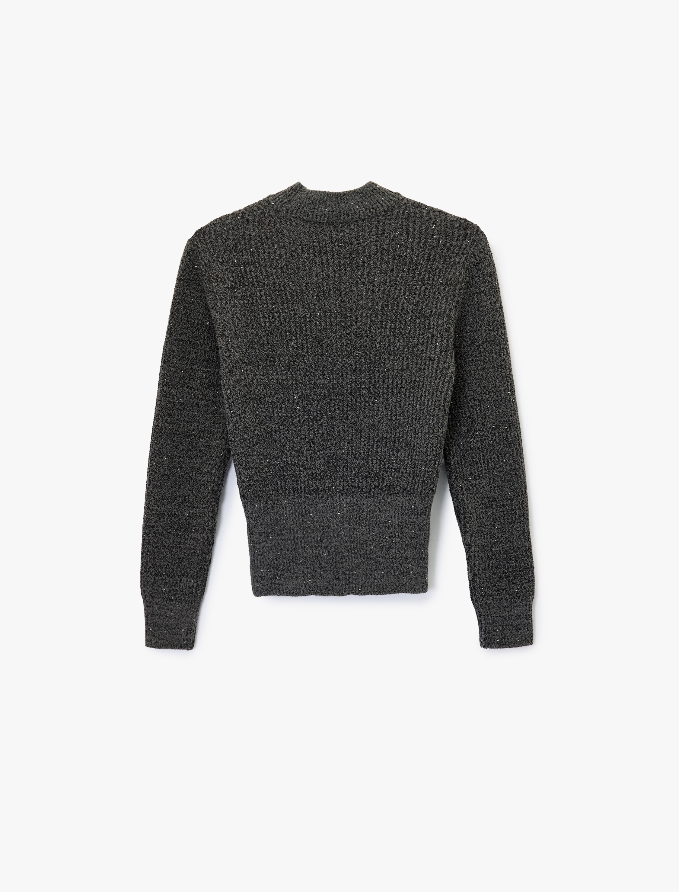   Koton X Melis Ağazat - Uzun Kollu Hafif Dik Yaka Pullu Parıltılı Triko Kazak