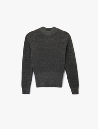 Koton X Melis Ağazat - Uzun Kollu Hafif Dik Yaka Pullu Parıltılı Triko Kazak