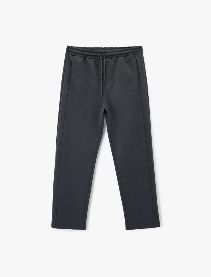  Pamuklu Rahat Kalıp Cepli Geniş Paça Spor Eşofman Altı